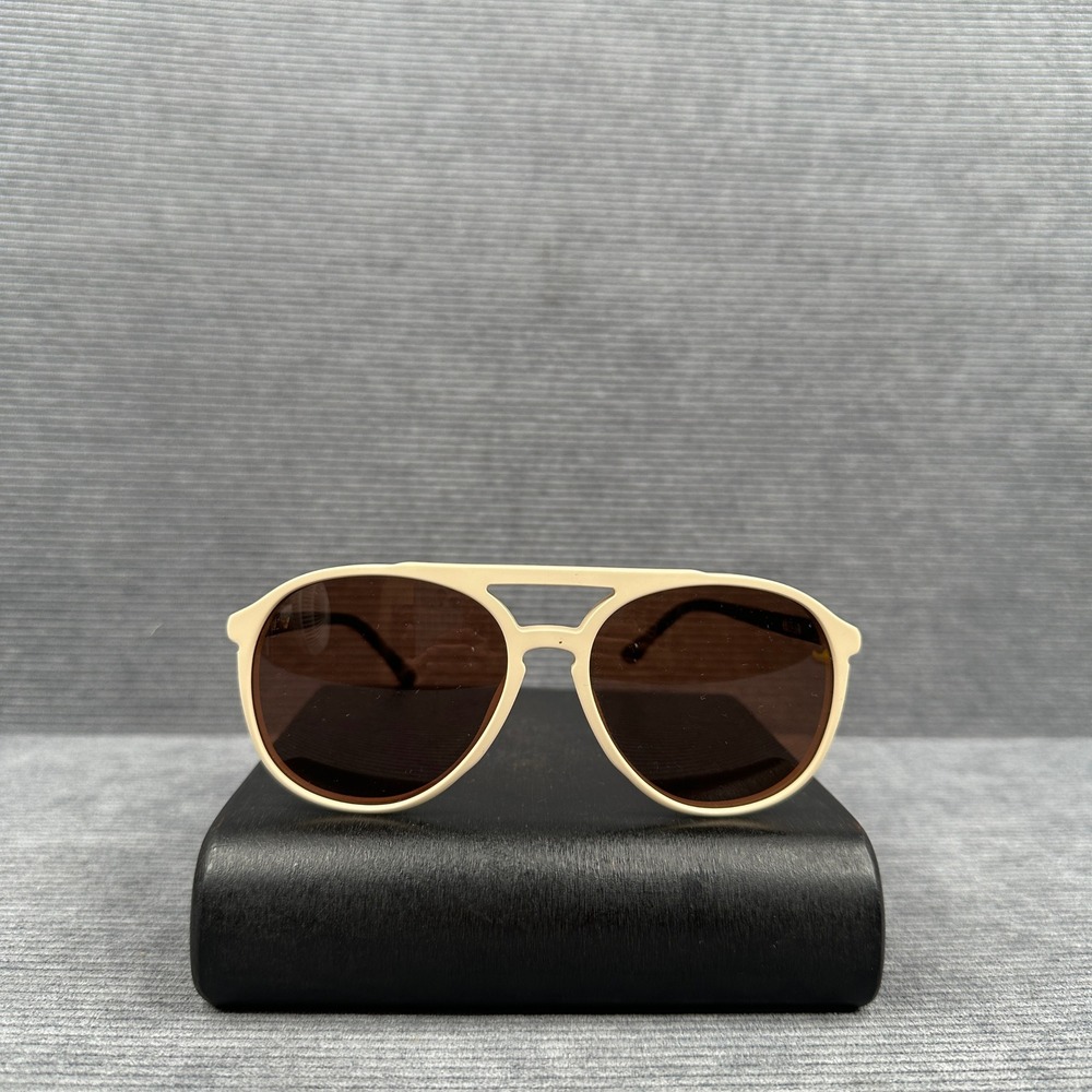 Wildfox Amelia Y2k Sunglasses Cream Black Aviator Retro Double Bridge Brown Lens